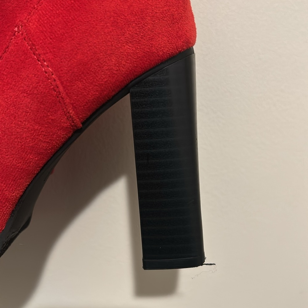 Dream Pairs Red Over the Knee Boots with Block Heel - Picture 4 of 10